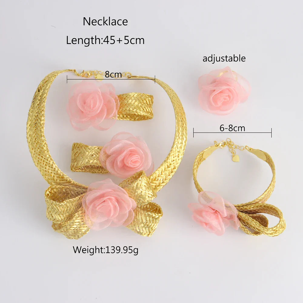 Yueming Copper Fashion Flower Jewelry Set