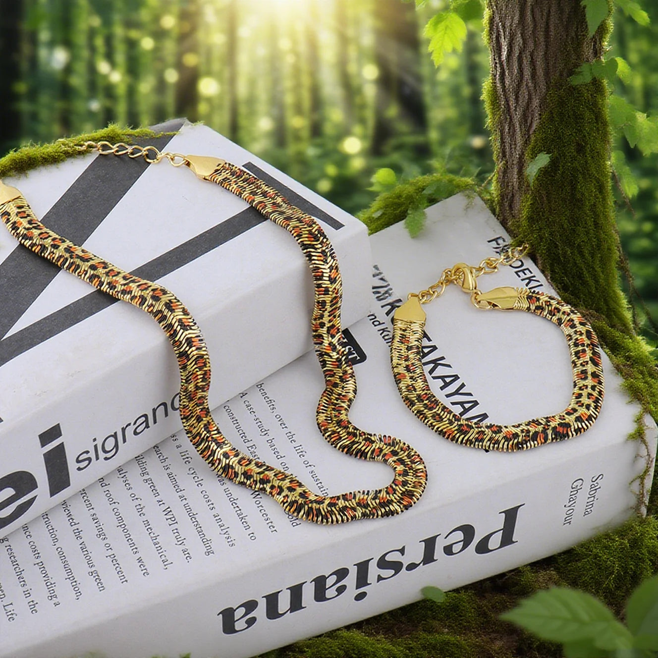 Dubai Gold Plated Snake Shaped Necklace Bracelets Bangles for Women Men for Party Vintage Jewelry Gift Streetwear Goth Punk Gift