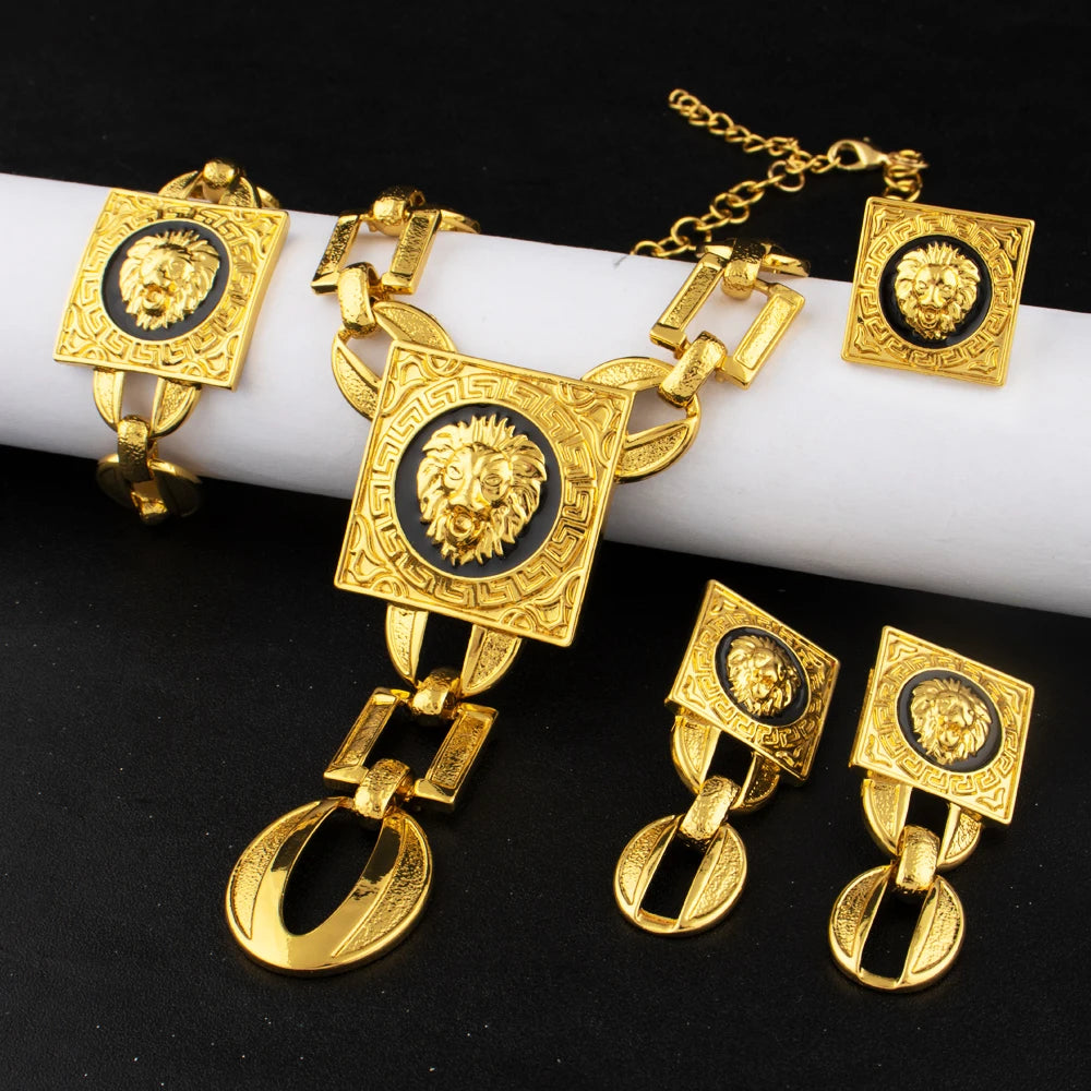 Dubai Gold Color Jewelry Set  24K Gold Plated Jewelry Set For Woman Bridal Nigerian African Indian Party Gift