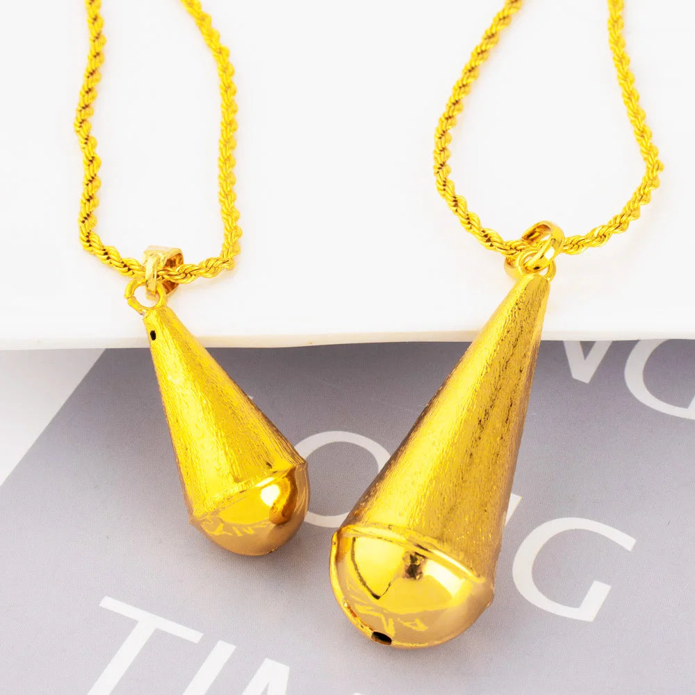 Gold Color Cone Water Drop Pendant Fashion 18K Golden Plated Hip Hop Rock Necklace Ladies Jewelry Accessories Gift