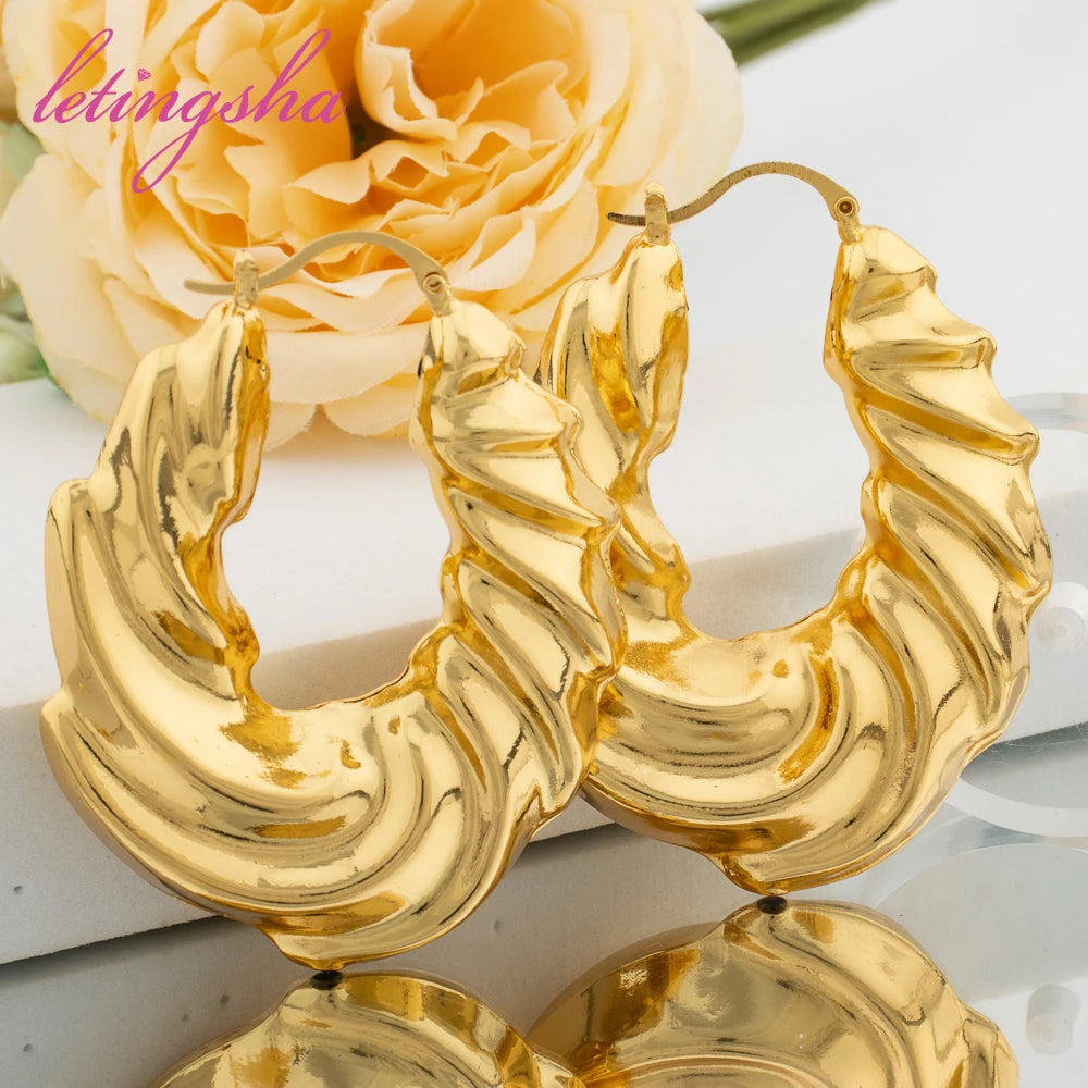 Classic Fashion Hoop Earrings Gold Color Chunky Earrings for Women Geometric Circle Daily Personality Luxury Jewelry Accessories