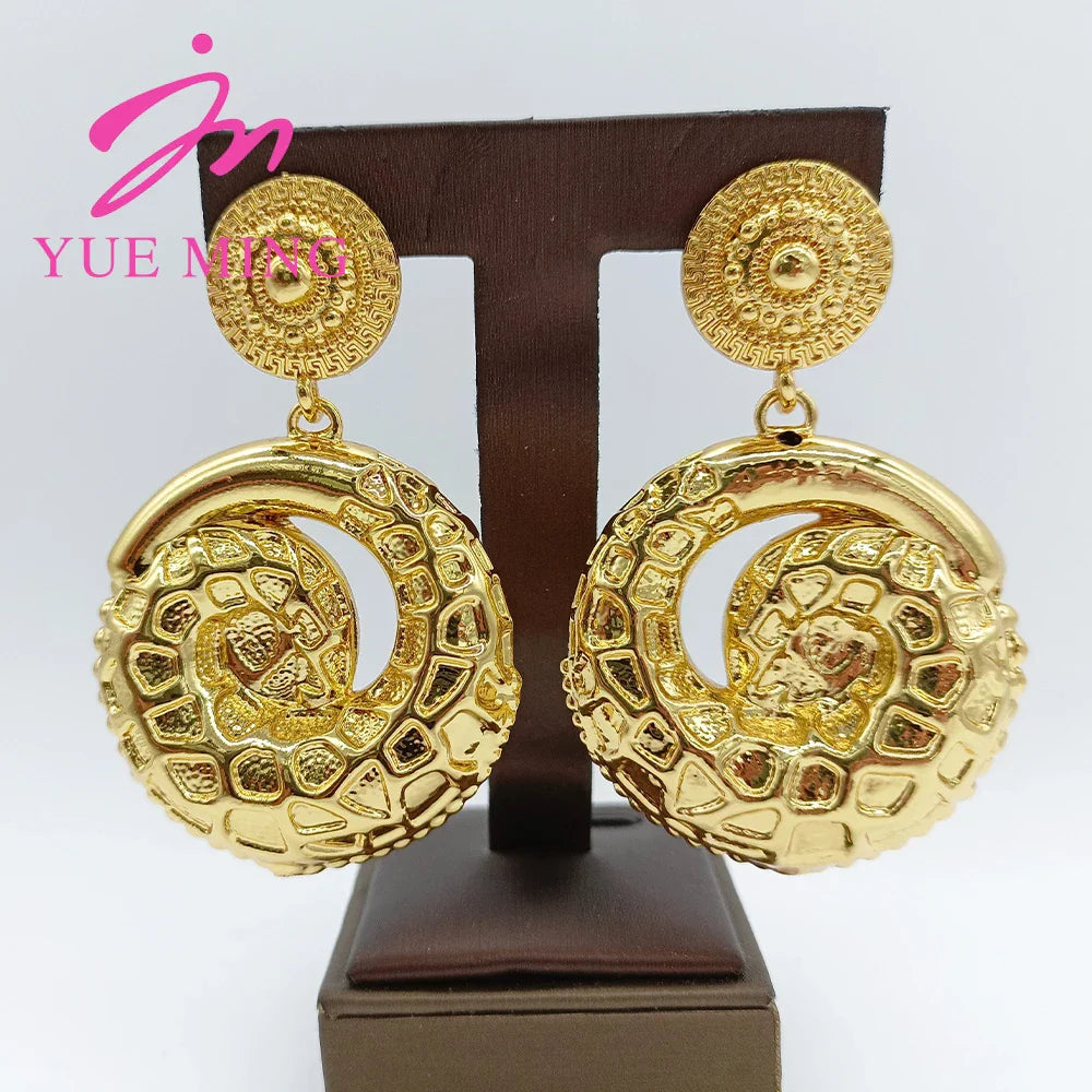 YM Dubai Earrings for Women 18K Gold Plated Copper Pendent Lady Romantic Jewelry Daily Wear Party Wedding Anniversary Gifts - YUEMING JEWELRY