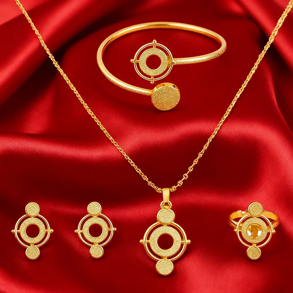 24k gold plated jewelry set High Quality Luxury Jewelry for women party accessories gift india africa trendy designs set