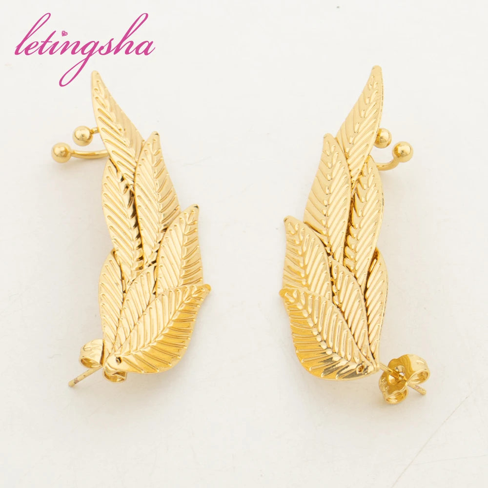 Nigeria Stainless Steel Drop Earrings For Women African Fashion Big Hoop Earrings Personalized Gold Color Jewelry Party Gift