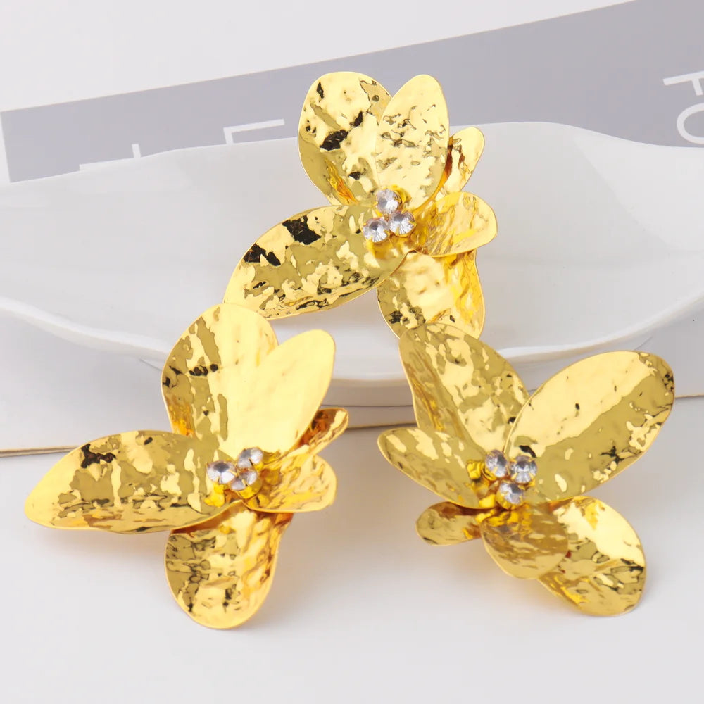 Dubai Women's Fashion Jewelry Set Waterproof Flower Earrings And Ring Nigeria Dating Travel Clothing  Accessories Easter Gift