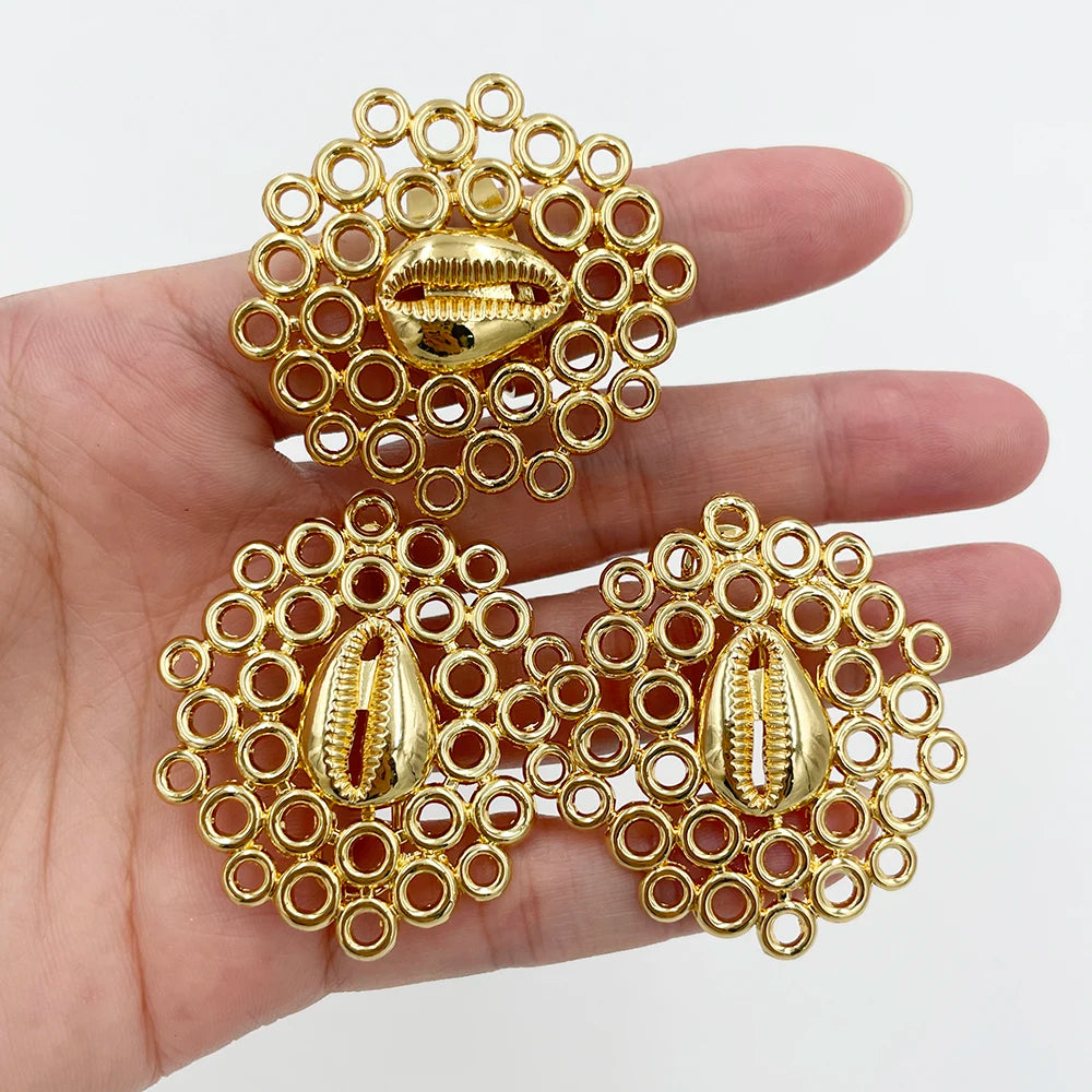 Stylish Vintage Flower Jewelry Premium Alloy Irregular Spiral Earrings Ring for Women Daily Party Gold Color Jewelry Accessories