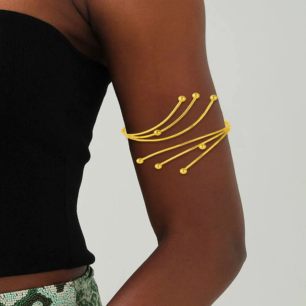 Ethiopia Gold Color Spiral Upper Arm Bangle Arab Women Costume Accessory New Senior Armlet Jewelry Gift For Party Easter Wedding