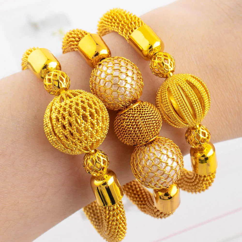 Dubai Women Luxury Adjustable Bracelet Dubai Fashion Bead Bangle Grid Bangle Jewelry Gift For Party Mother's Day Wedding