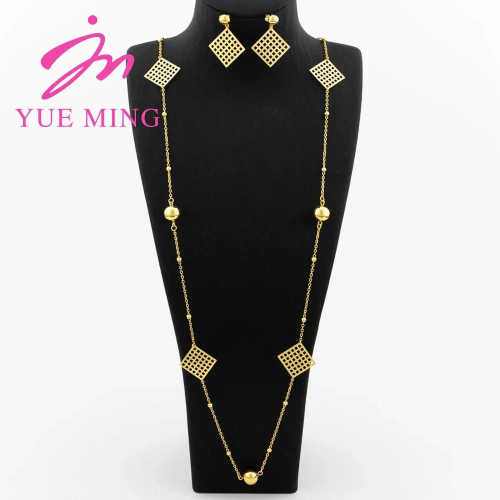 Gold Plated Long Chain for Women Trendy Statement Necklace Personality Collar Geometry Leaf Pendant Waist Chain Jewelry Accessor - YUEMING JEWELRY