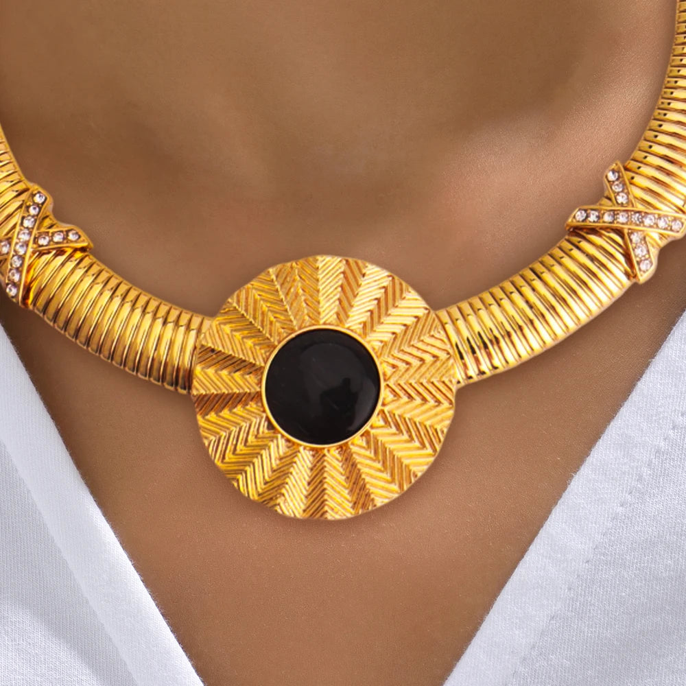 Luxury Sunshine Flower Shape Necklace Ring Earrings Bracelet For Women Dubai Nigeria Jewelry Gifts For Party Wedding Banquet