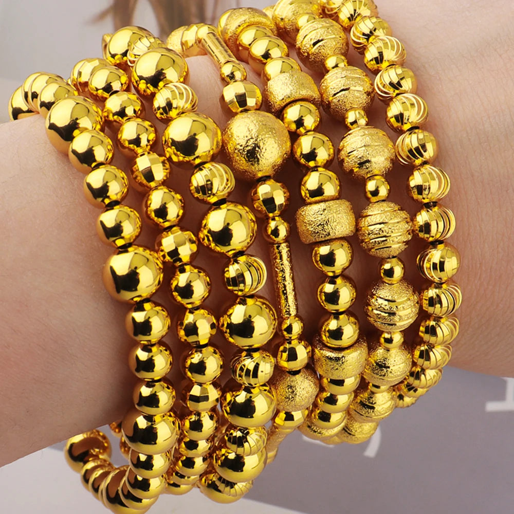 Luxury Elegant Gold Plated Women Wrist Bangle Classical Fashion Not Outdated Chain Bracelet Jewelry Gift for Girl Wedding Party