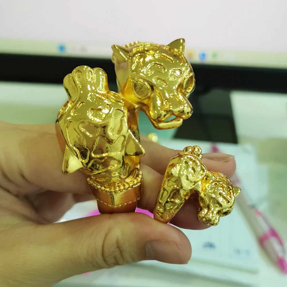 Fashion Jewelry Set for Women Leopard Bangle Dubai 18K Gold Plated Banquet Party Bracelet Adjustable Ring Jewelry Christmas Gift