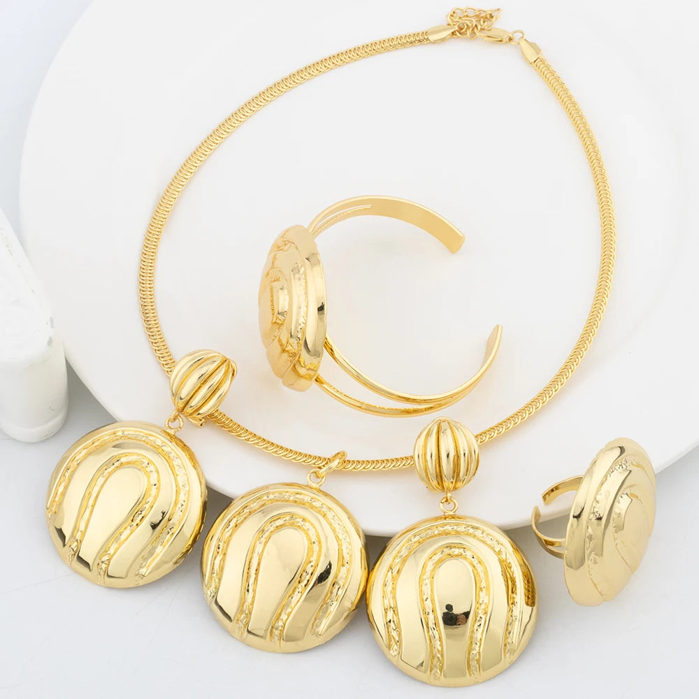 costume jewelry sets for italian gold jewelry sets for woman 18k gold Necklace Bracelet Earrings ring set wedding jewelry set