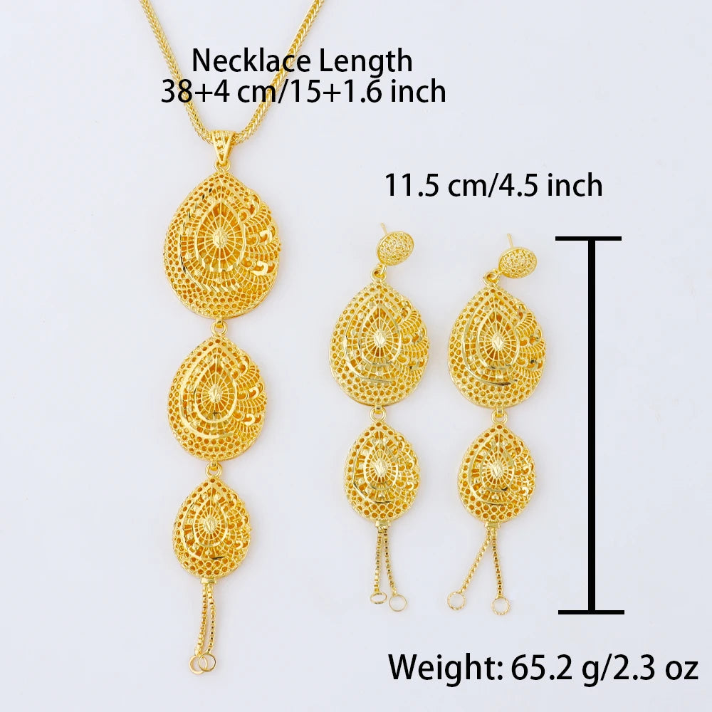 Luxury Indian New Design Jewelry Set For Woman Bridal Nigerian Earrings Necklace Jewelry Gift for Party Wedding Dating Banquet