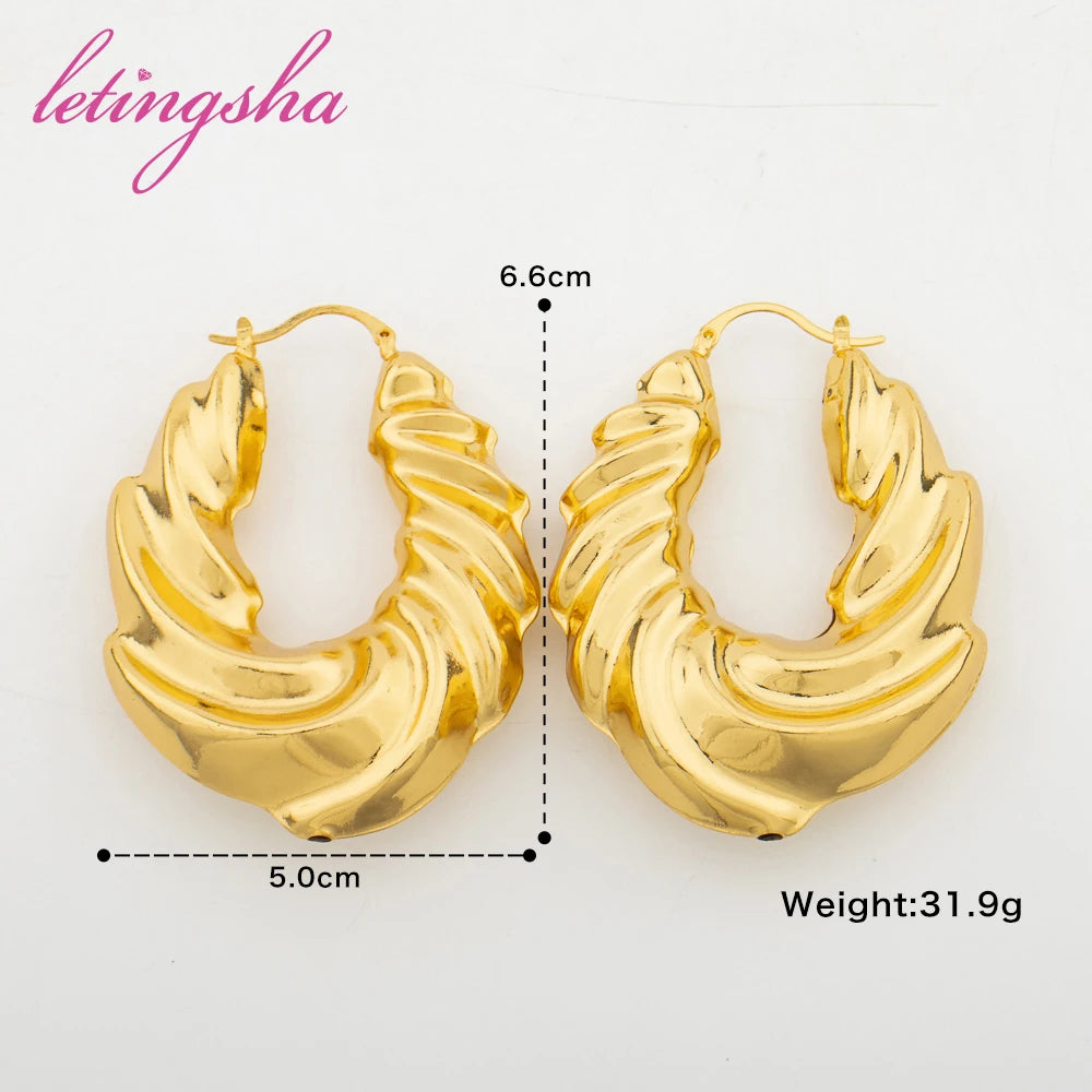 Classic Fashion Hoop Earrings Gold Color Chunky Earrings for Women Geometric Circle Daily Personality Luxury Jewelry Accessories