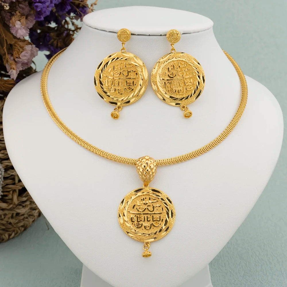Fashion Necklace Earrings for Women African Lion Head Jewelry Set Dubai 18K Gold Plated Jewelry for Wedding Party Accessories