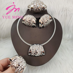 Dubai Gold Plated Jewelry Set with Gift Box Ladies Fashion Copper Necklace Bracelet Earrings Ring Jewelry for Women Holiday Gift - YUEMING JEWELRY