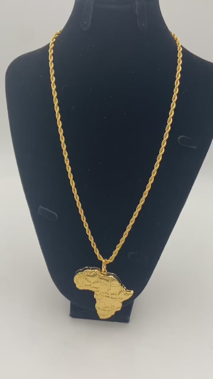 Gold Plated African Map Pendant with 60cm Chain New Fashion Styles Statement Mermaid Jewelry Women Men Temperament Chain